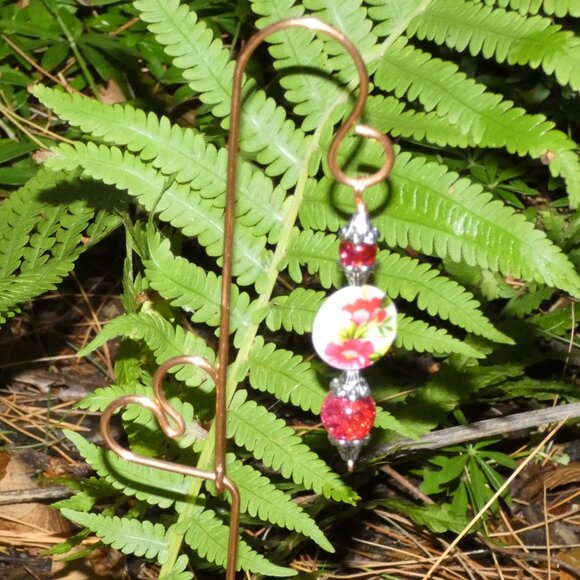 Copper Heart Plant Stake for Indoor or Outdoor Plant Decoration, Yard Art, - Picture 6 of 12